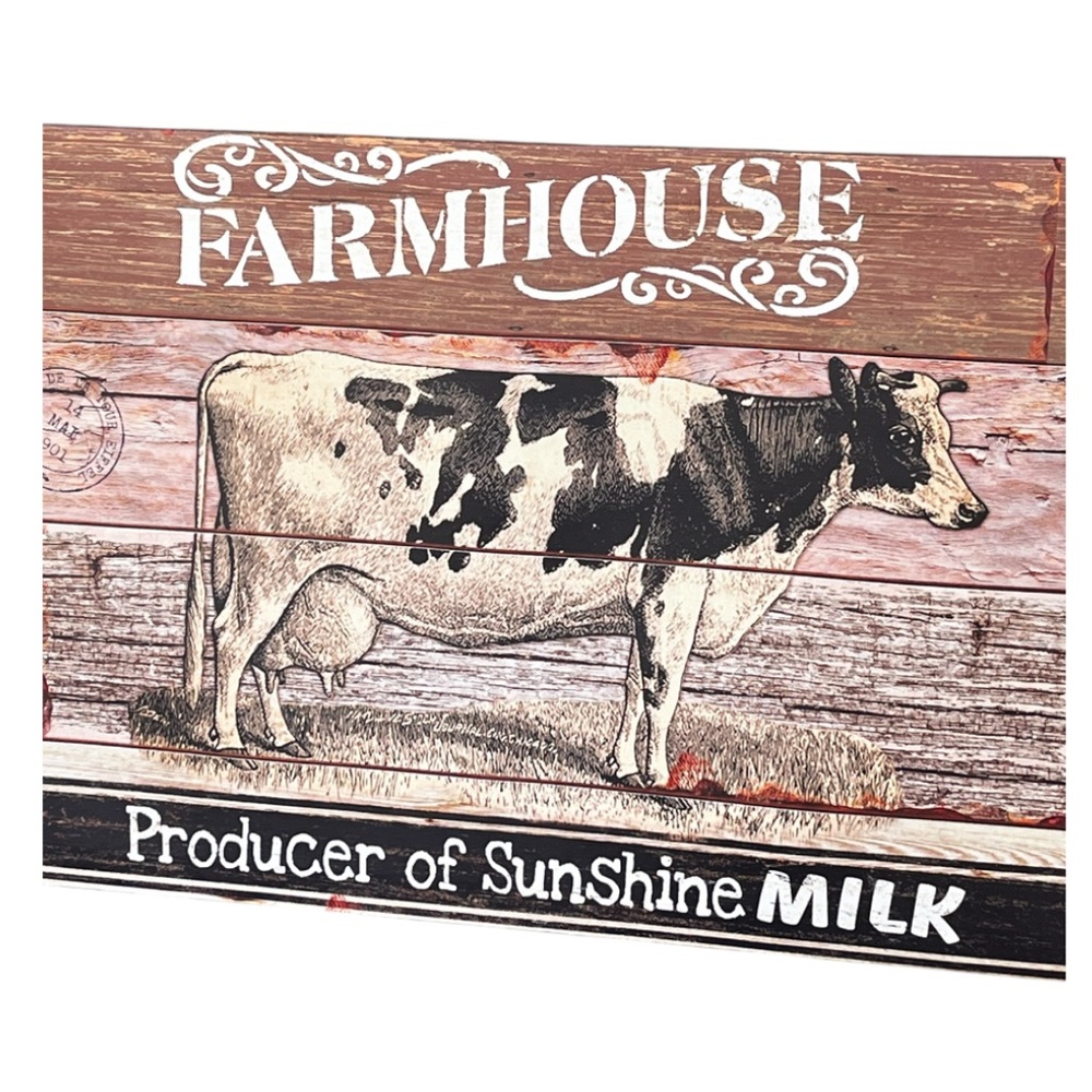 Farmhouse Cow Canvas Wall Decor 16x21”